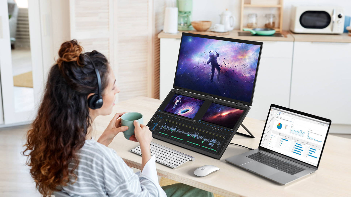 18.5'' 100Hz Touch Screen Dual Triple Portable Monitor IPS USB-C HDMI HDR Foldable Laptop PC Gaming Display For PC Mac Windows - Limetastore