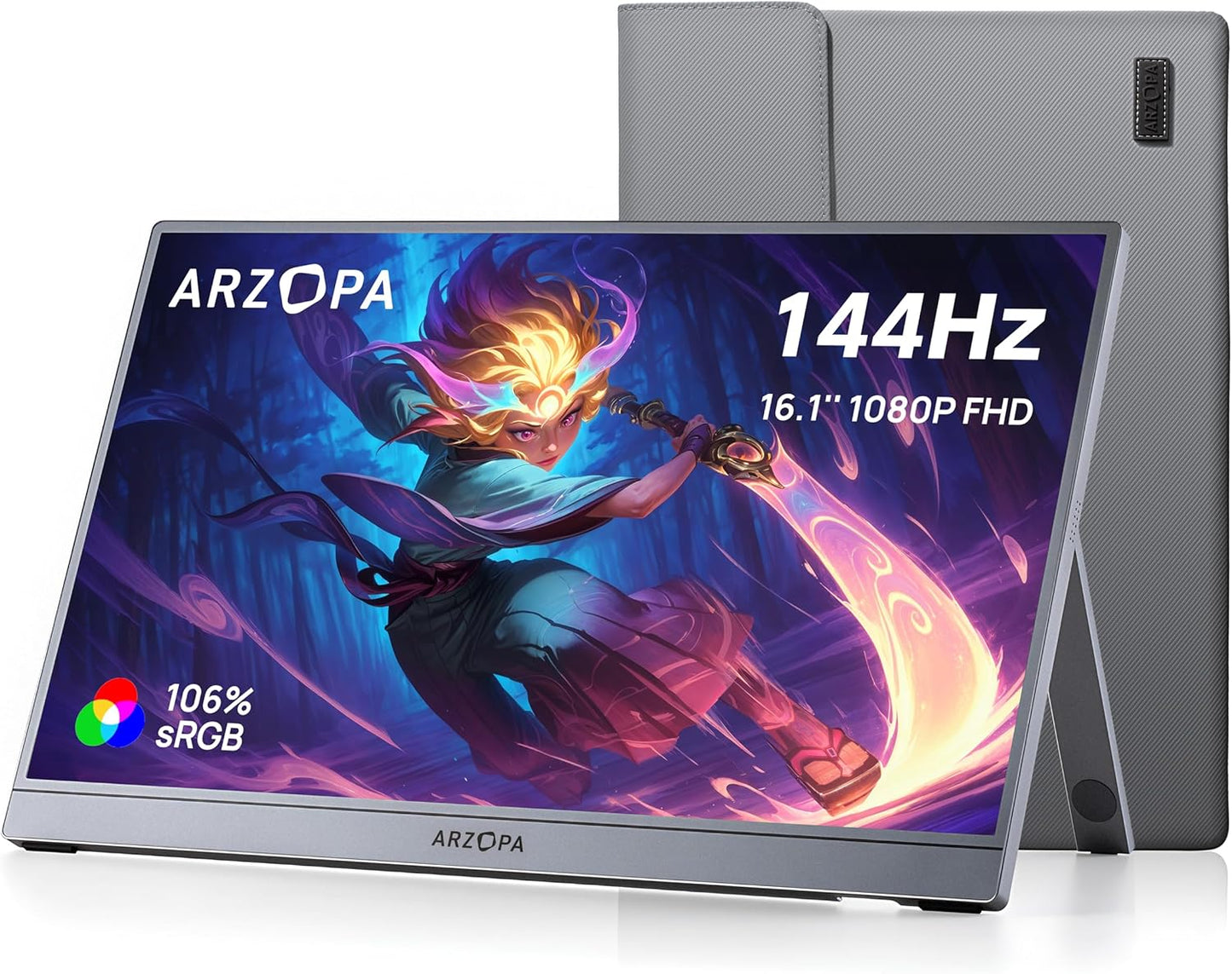 ARZOPA 16/16.1" Portable Monitor | 1K/2.5K, 60–144Hz, IPS, USB‑C & Mini HDMI