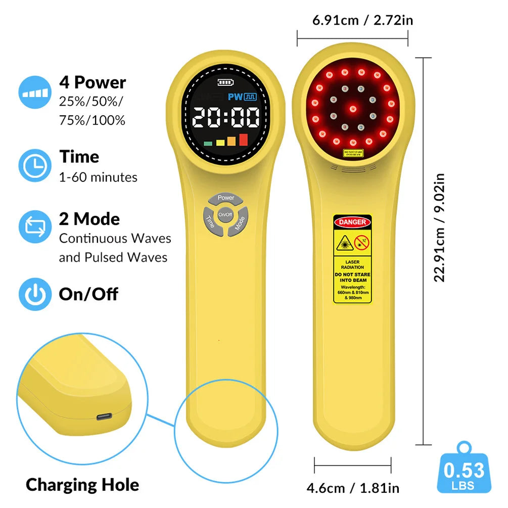 Professional Triple-Wavelength Cold Laser Therapy Device – 660nm, 810nm & 980nm