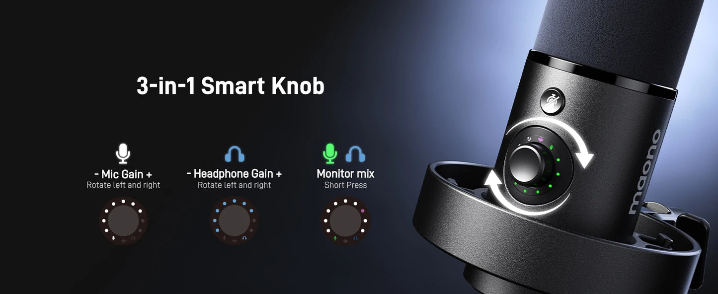 Maono PD300X – XLR/USB Dynamic Podcast Microphone | 192 kHz / 24‑bit Studio‑Grade Recording Mic with Noise Reduction for Content Creators & Home Studios