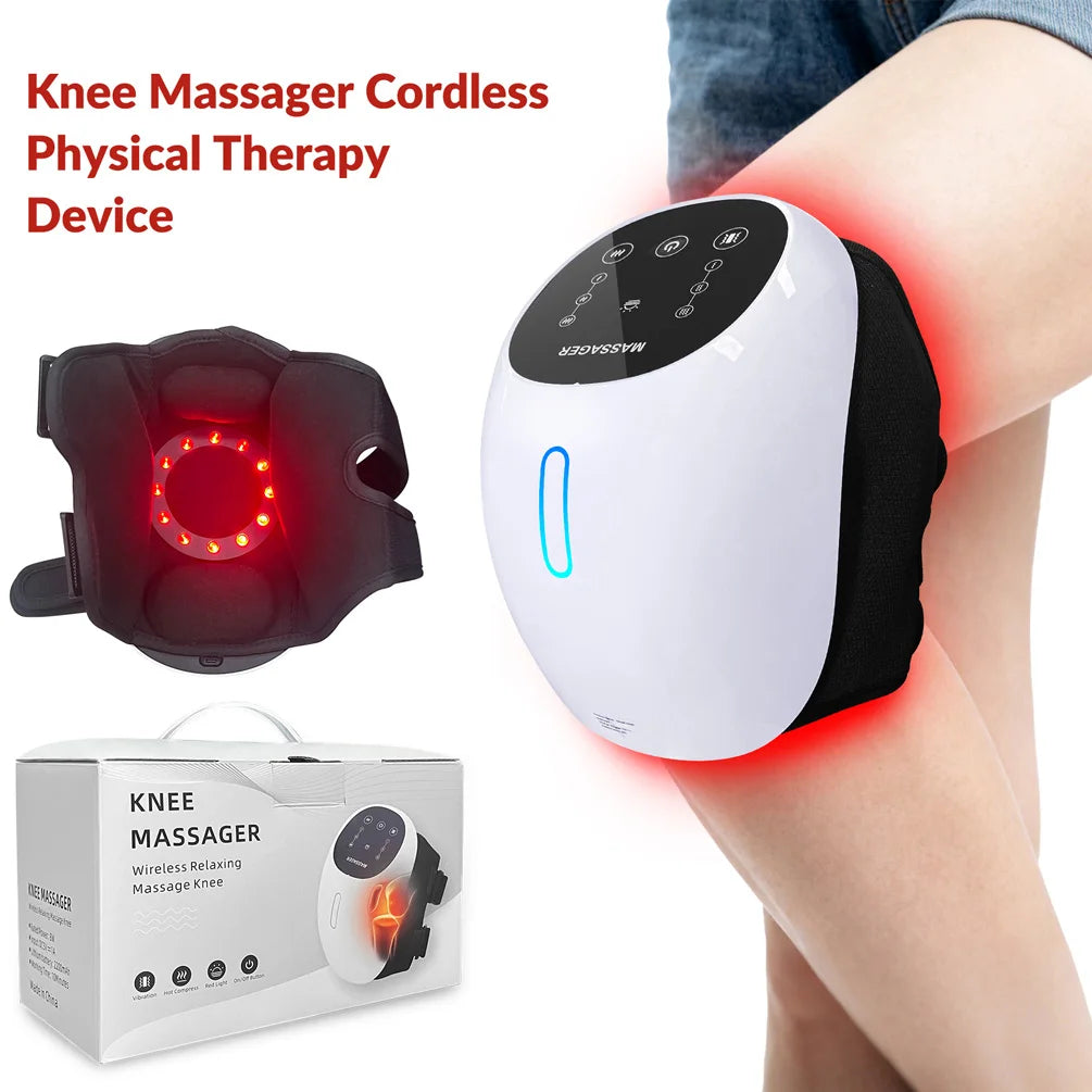Intelligent Electric Knee Massager – Red Light Therapy & Hot Compress Vibration Massager
