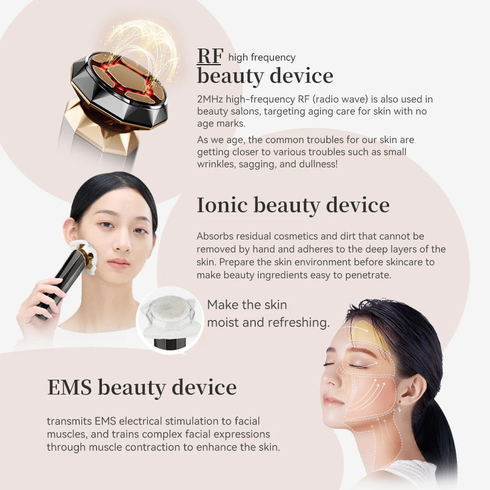 ANLAN RF Skincare Pro | 18K Gold, Hot/Cold, EMS Lifting Facial Device