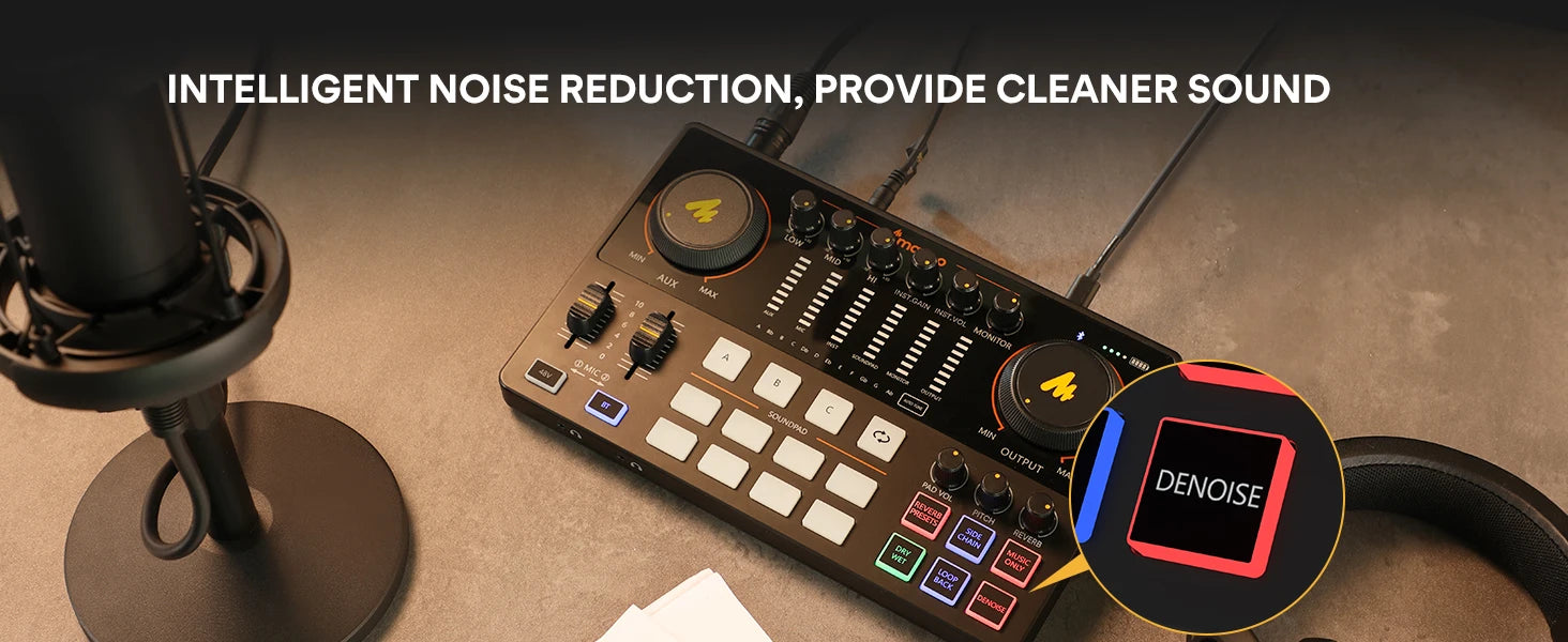 MaonoCaster AME2 – All‑in‑One Podcast Studio | Sound Card + Audio Interface + Mixer for Live Streaming, Guitar, PC & Mobile