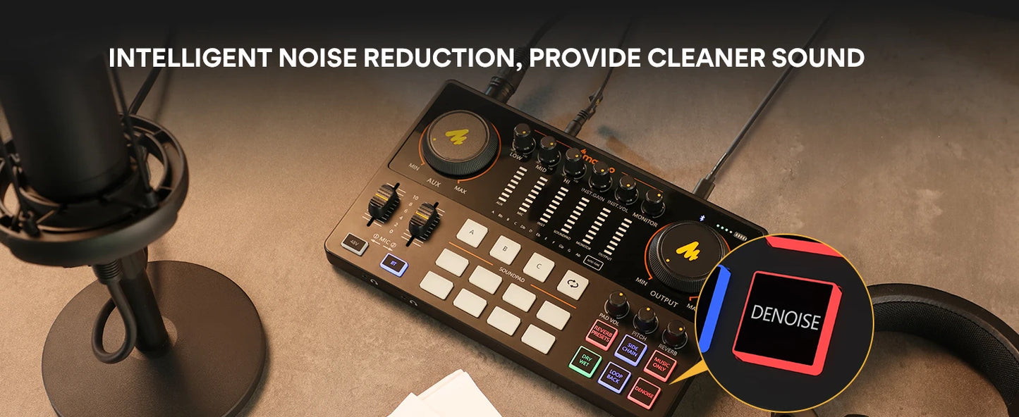 MaonoCaster AME2A – All‑in‑One Podcast Studio Set | Sound Card + XLR Microphone + Audio Interface for Live Streaming, YouTube, Phone & PC