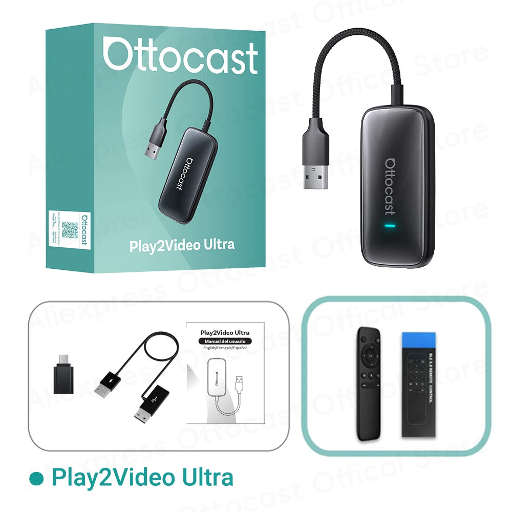 OTTOCAST Play2Video Ultra Wireless CarPlay Video Adapter