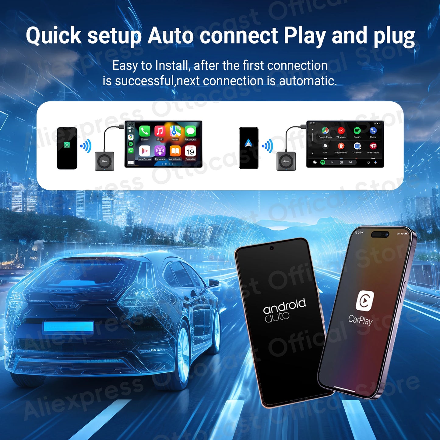 OTTOCAST Express Car TV Mate Wireless CarPlay HDMI Adapter
