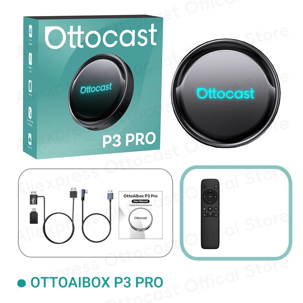 OTTOCAST P3 PRO Android 13 AI Box with HDMI & Wireless CarPlay
