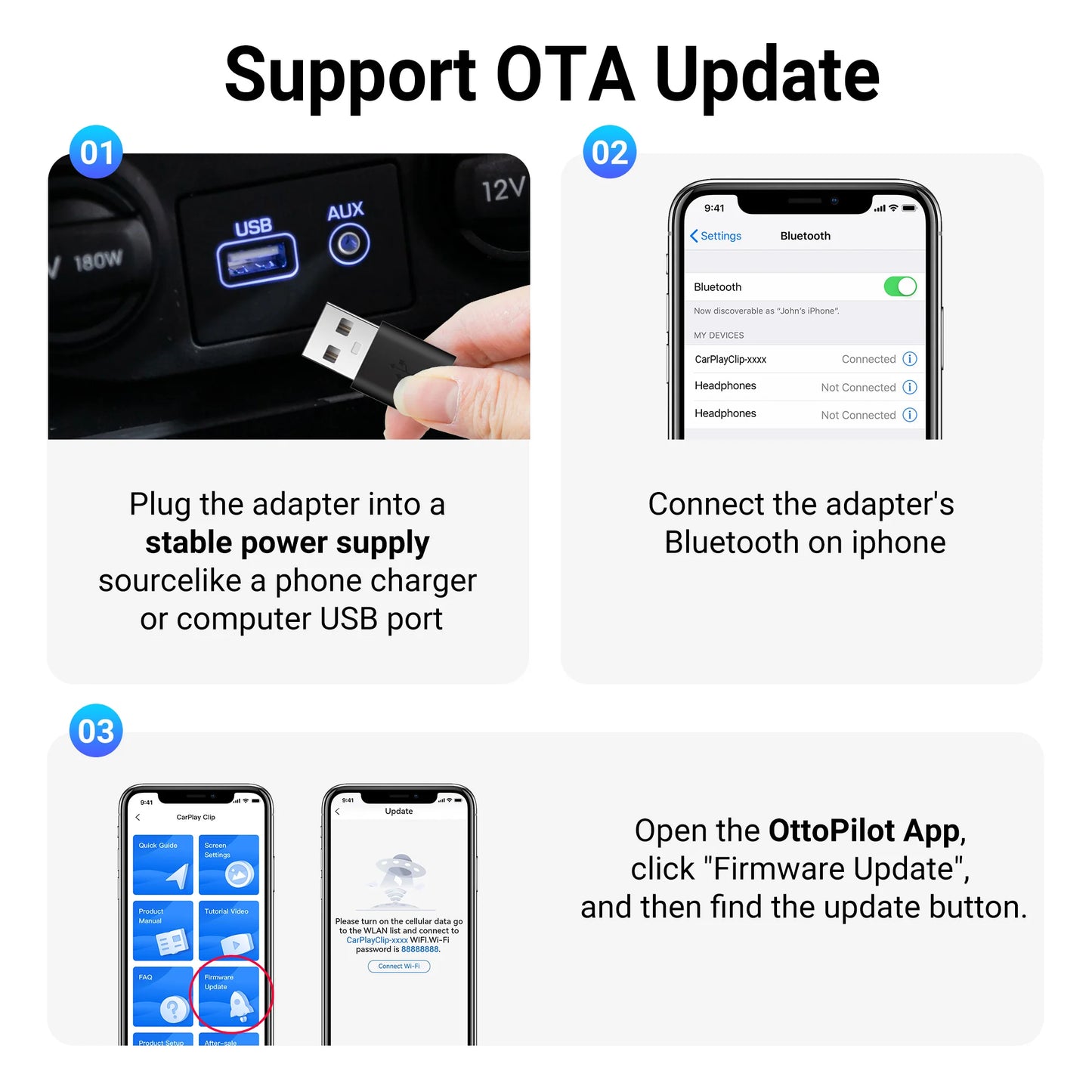 OTTOCAST CarPlay Clip Wireless Adapter & Air Freshener