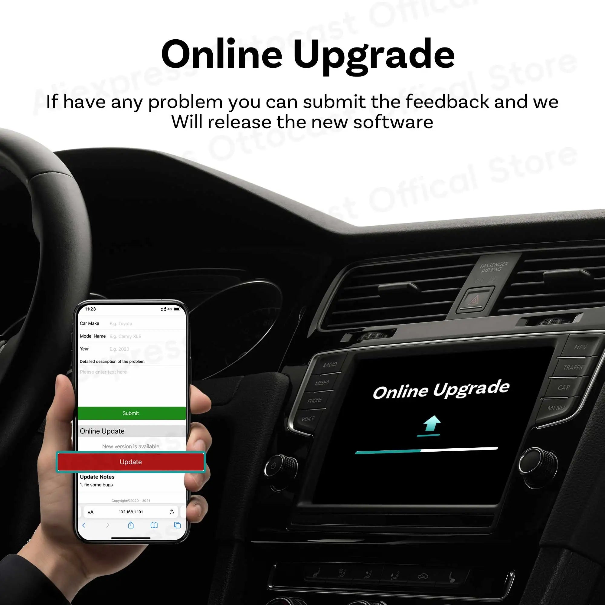 OTTOCAST Mini Core Wireless CarPlay & Android Auto Adapter