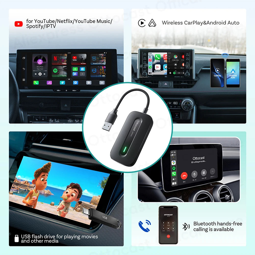 OTTOCAST Play2Video Express Wireless CarPlay Video AI Box