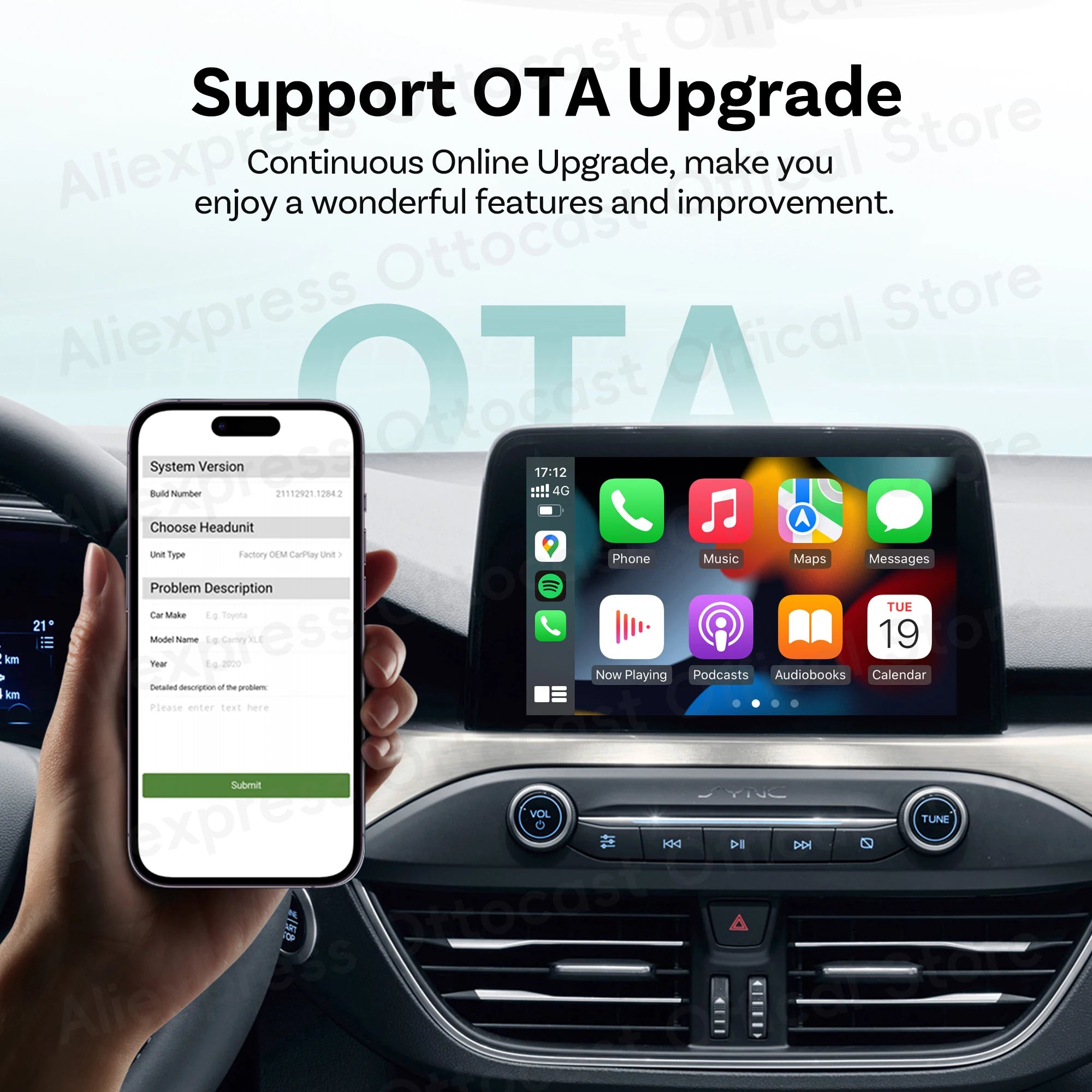 OTTOCAST Cube MINI Slim Wireless CarPlay & Android Auto Adapter