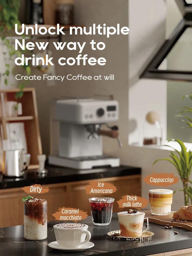 Kavni aparat HiBREW Semi Automatic Espresso z možnostjo DIY, tlak 20 barov, nastavljiva temperatura za kapučino in latte H10plus