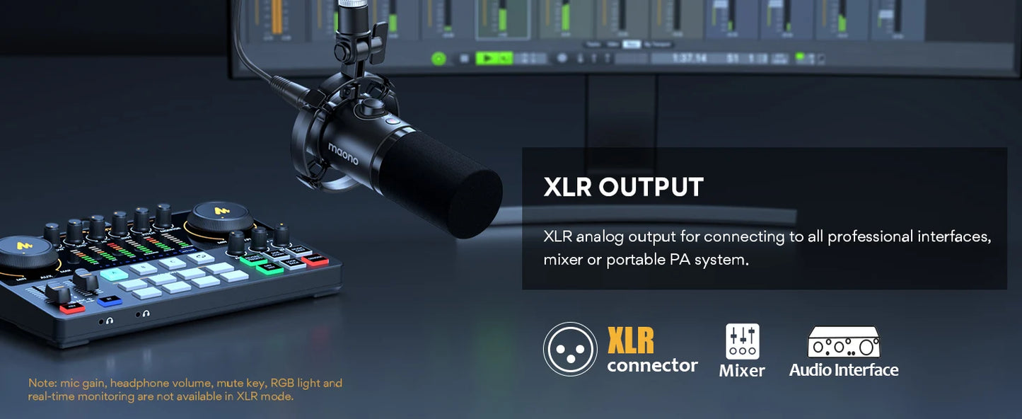 Maono PD200X – XLR/USB Dynamic Microphone | Metal Gaming & Streaming Mic with Software Control