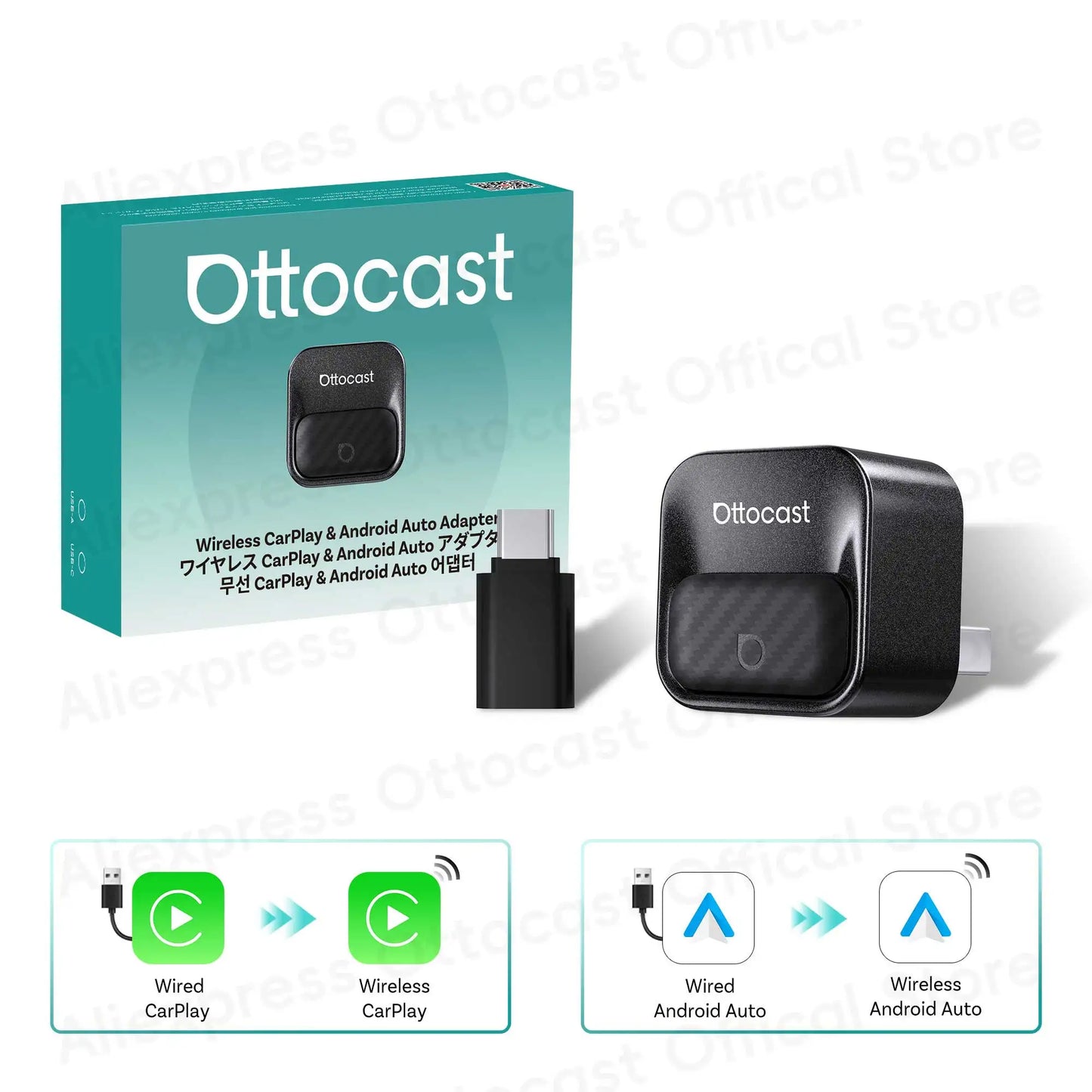 OTTOCAST Mini Core Wireless CarPlay & Android Auto Adapter