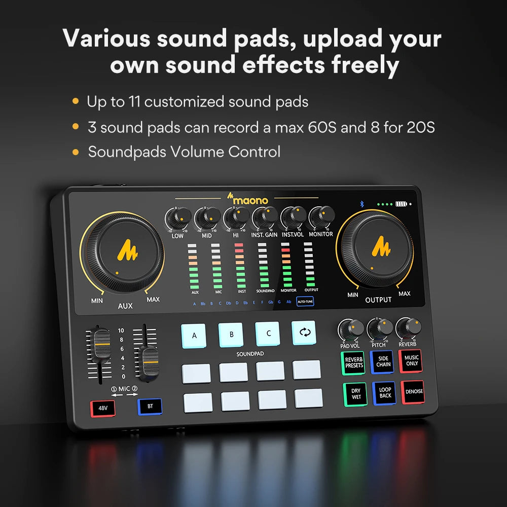 MaonoCaster AME2A – All‑in‑One Podcast Studio Set | Sound Card + XLR Microphone + Audio Interface for Live Streaming, YouTube, Phone & PC
