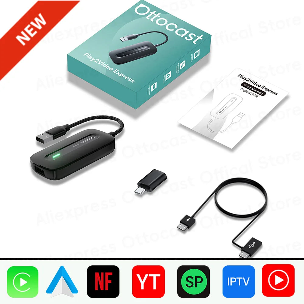 OTTOCAST Play2Video Pro Wireless CarPlay Video Adapter