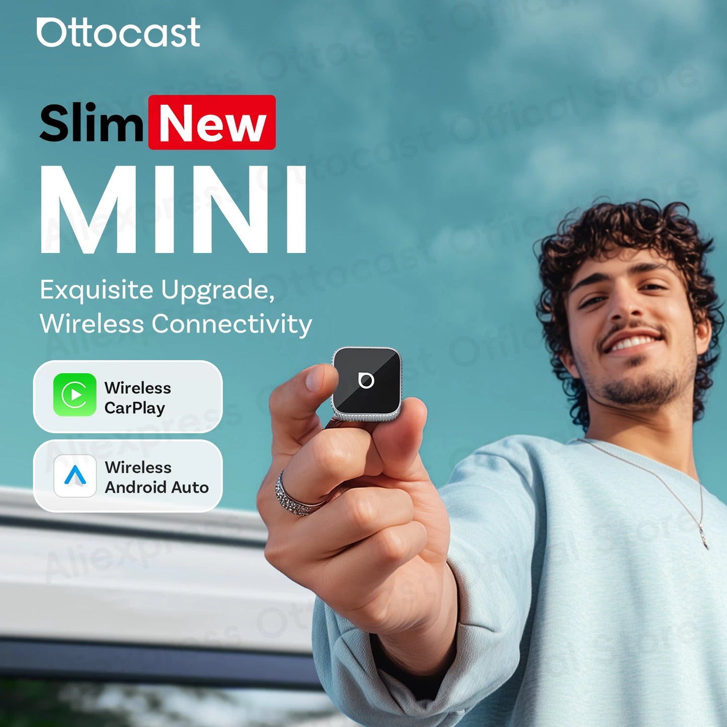 OTTOCAST Cube MINI Slim Wireless CarPlay & Android Auto Adapter