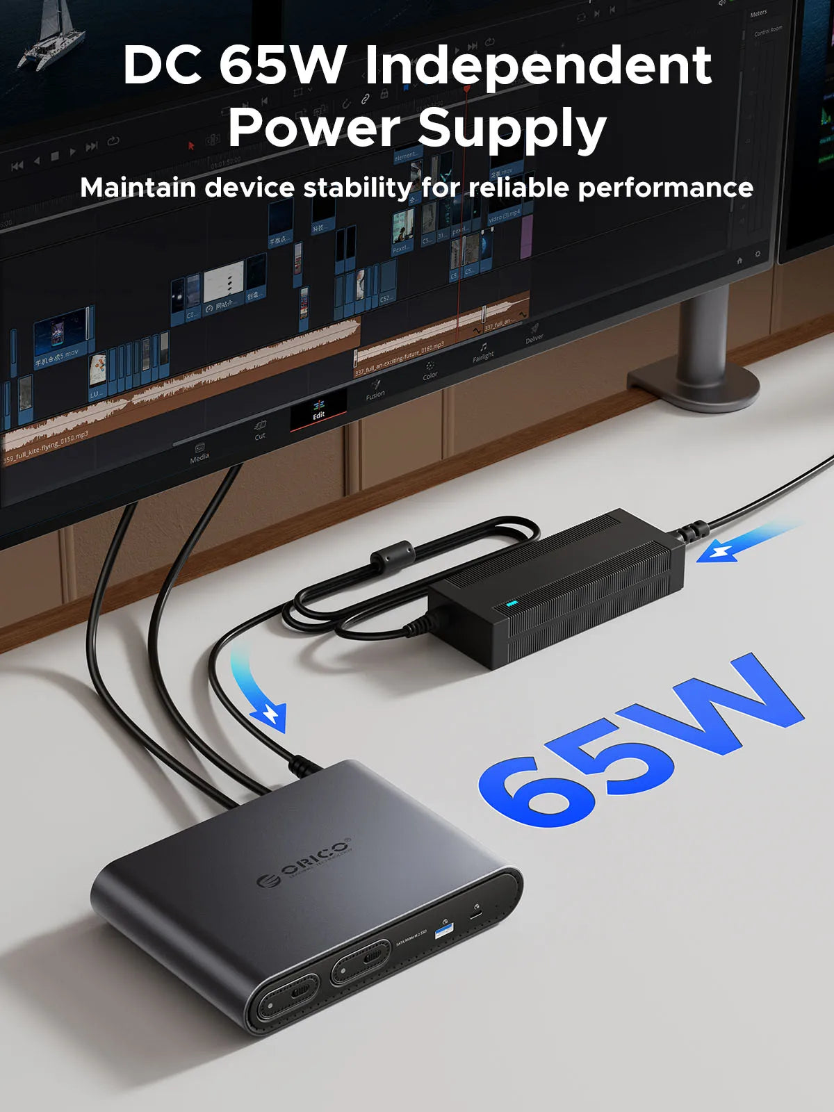 ORICO USB‑C Triple Display Docking Station with Dual M.2 NVMe/SATA SSD Enclosures