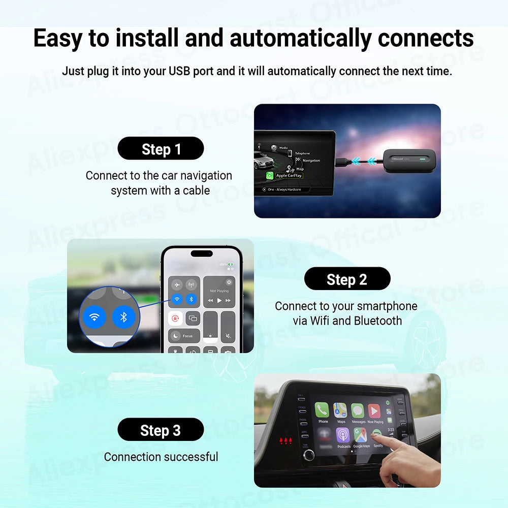 OTTOCAST Play2Video Express Wireless CarPlay Video AI Box