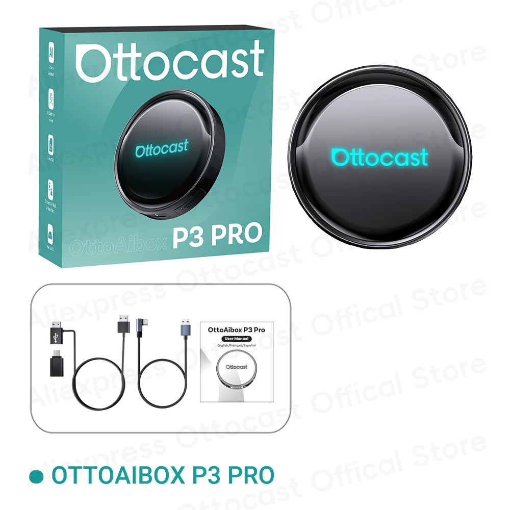 OTTOCAST P3 PRO Android 13 AI Box with HDMI & Wireless CarPlay