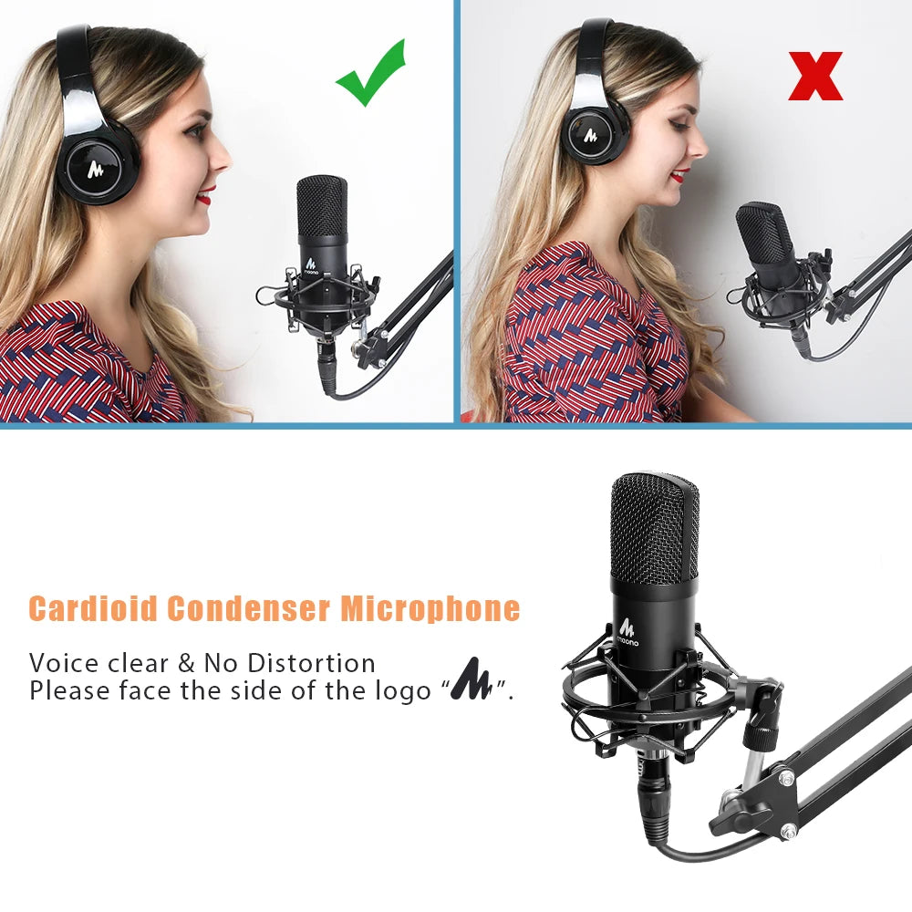 Maono A03Pro – XLR Condenser Studio Microphone Kit | Professional Cardioid Mic for Podcasting, Streaming & Recording