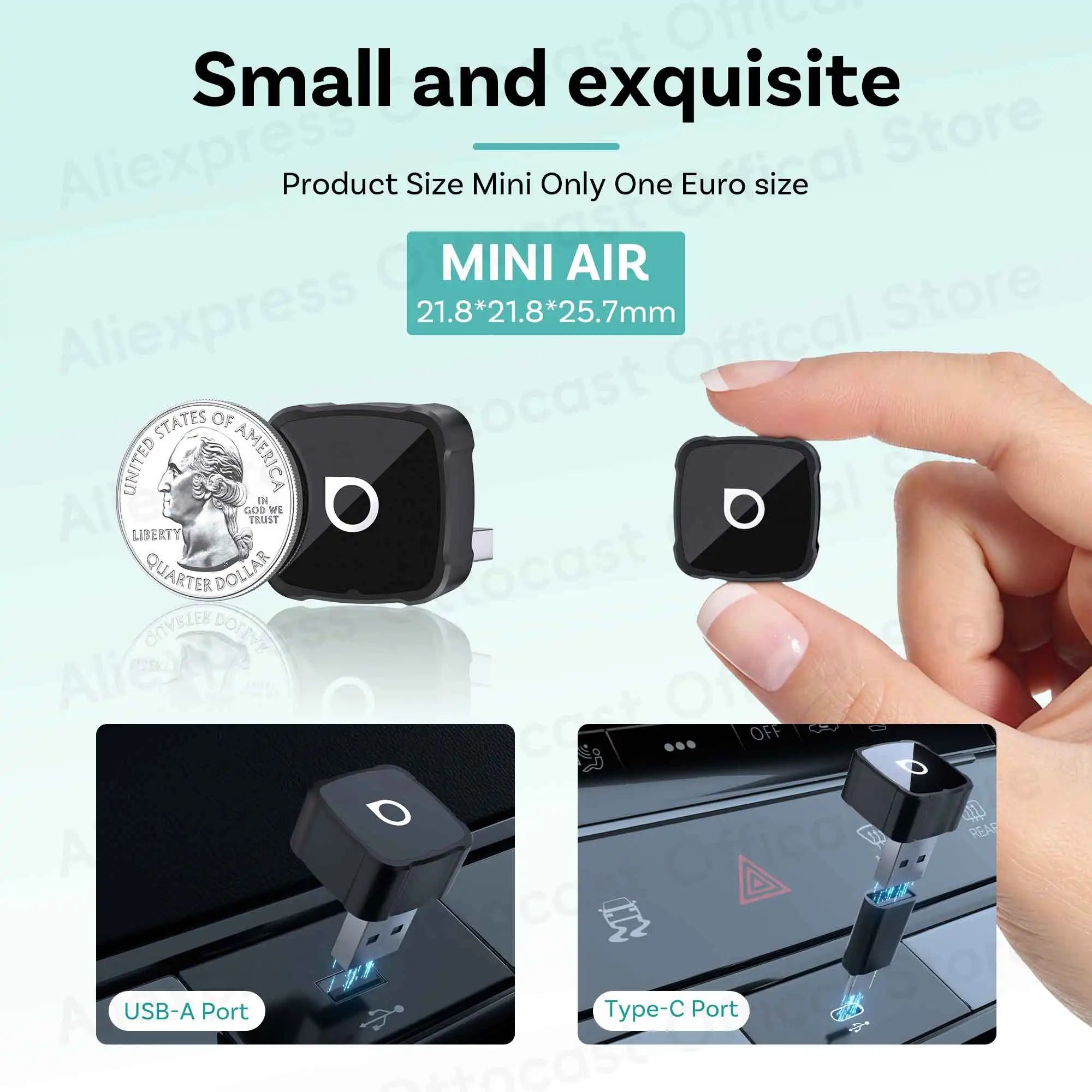 OTTOCAST 3‑in‑1 Mini Air Dongle Wireless CarPlay Adapter