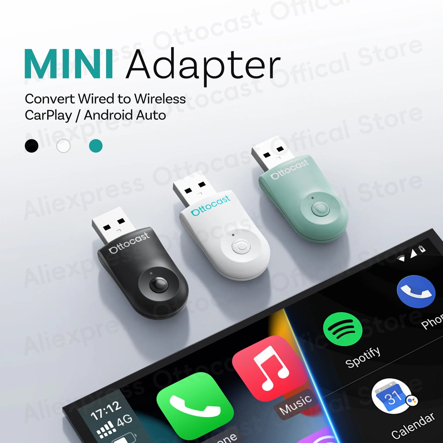 OTTOCAST Mini Wireless CarPlay & Android Auto Adapter