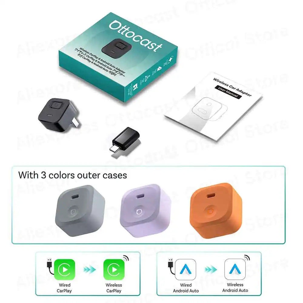 OTTOCAST Cube Mini Wireless Android Auto & CarPlay Dongle