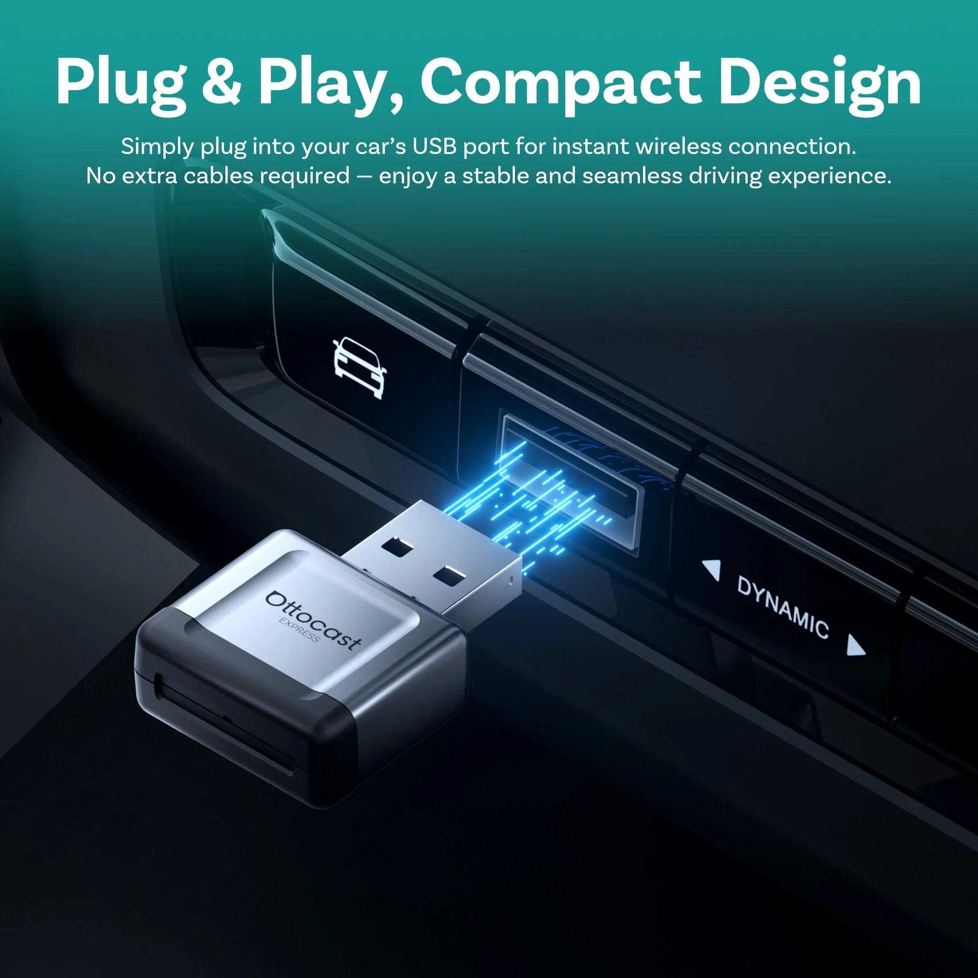 OTTOCAST Mini Gem 3.0 Wireless CarPlay & Android Auto Adapter