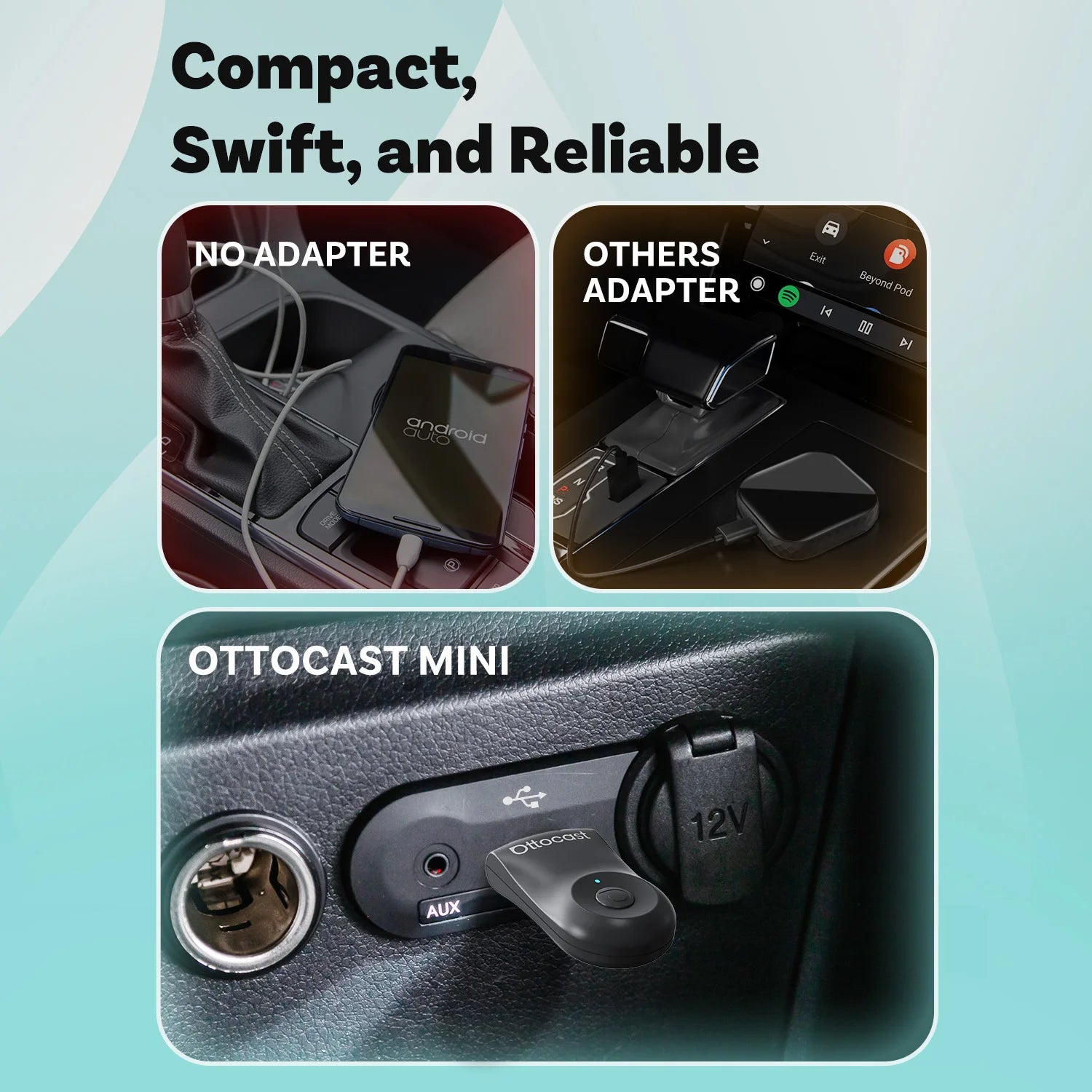 OTTOCAST Mini Wireless CarPlay & Android Auto Adapter