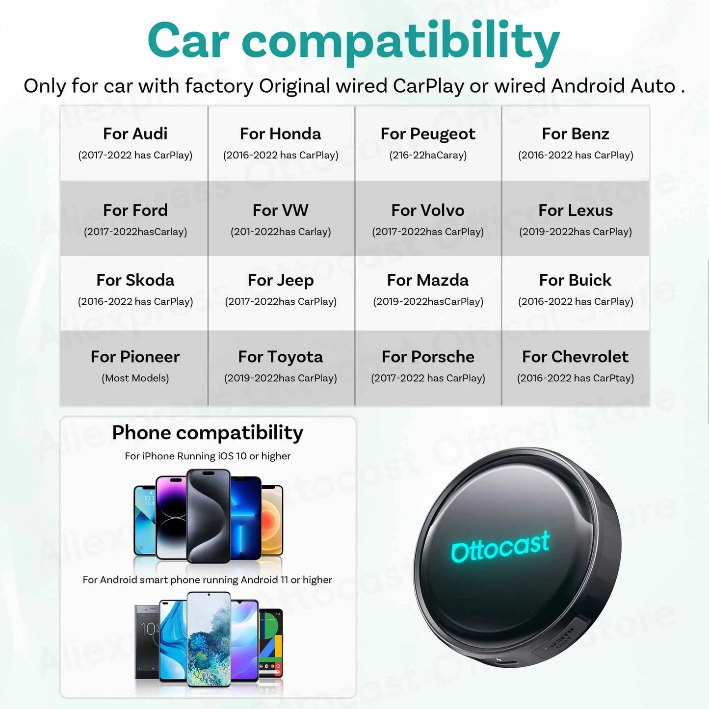 OTTOCAST P3 PRO Android 13 AI Box with HDMI & Wireless CarPlay