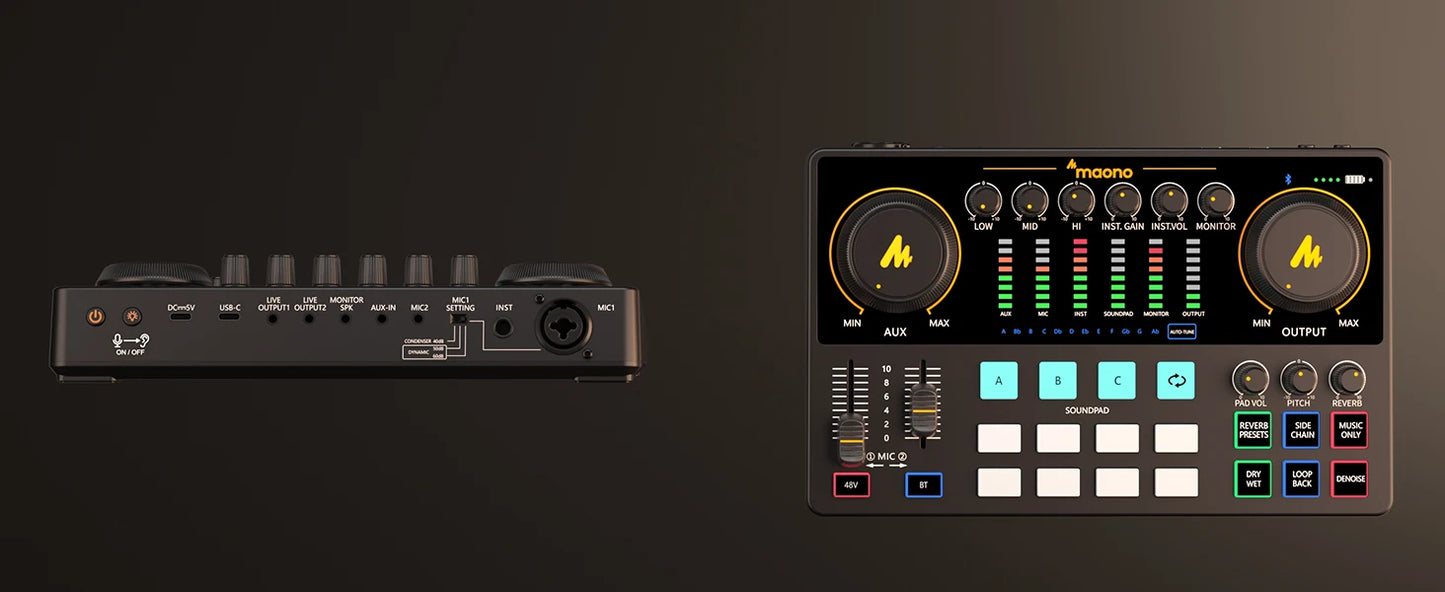 MaonoCaster AME2A – All‑in‑One Podcast Studio Set | Sound Card + XLR Microphone + Audio Interface for Live Streaming, YouTube, Phone & PC