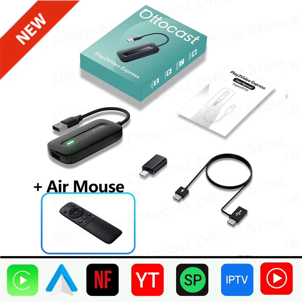 OTTOCAST Play2Video Pro Wireless CarPlay Video Adapter