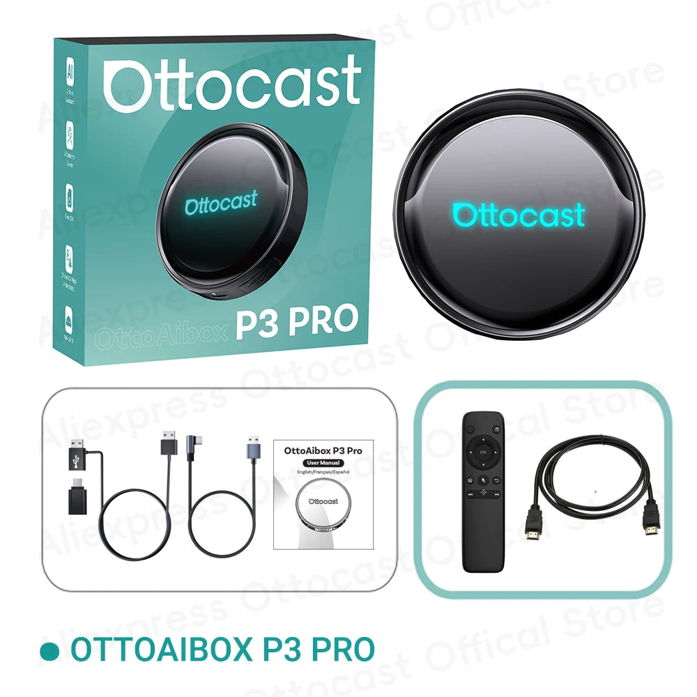 OTTOCAST P3 PRO Android 13 AI Box with HDMI & Wireless CarPlay