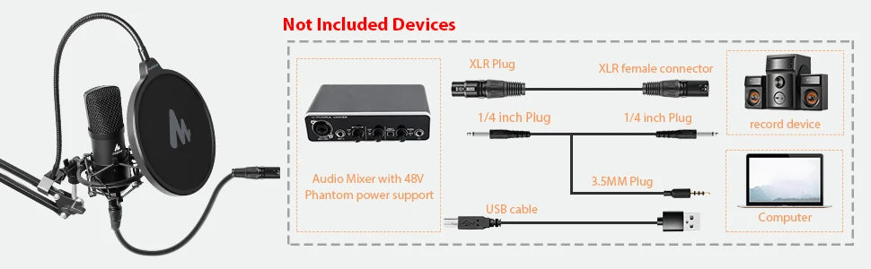 Maono A03Pro – XLR Condenser Studio Microphone Kit | Professional Cardioid Mic for Podcasting, Streaming & Recording