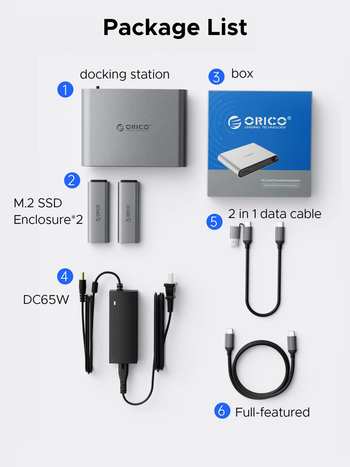 ORICO USB‑C Triple Display Docking Station with Dual M.2 NVMe/SATA SSD Enclosures