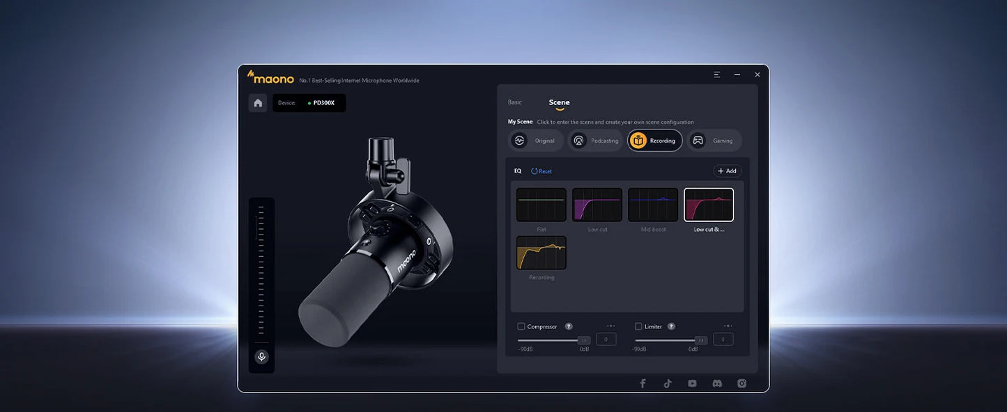 Maono PD300X – XLR/USB Dynamic Podcast Microphone | 192 kHz / 24‑bit Studio‑Grade Recording Mic with Noise Reduction for Content Creators & Home Studios