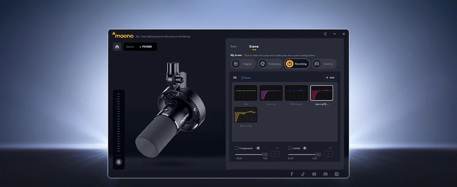 Maono PD300X – XLR/USB Dynamic Podcast Microphone | 192 kHz / 24‑bit Studio‑Grade Recording Mic with Noise Reduction for Content Creators & Home Studios