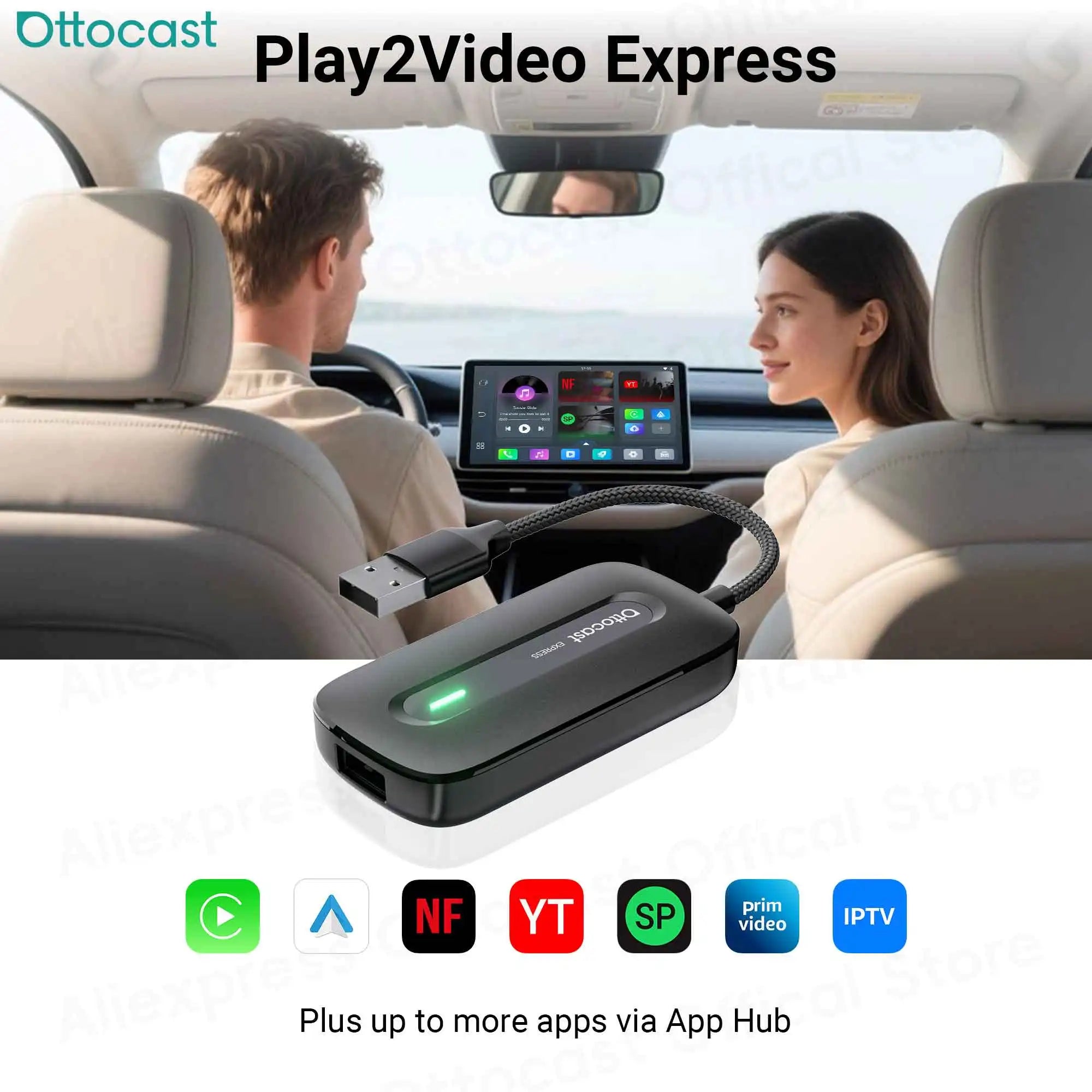 OTTOCAST Play2Video Express Wireless CarPlay Video AI Box