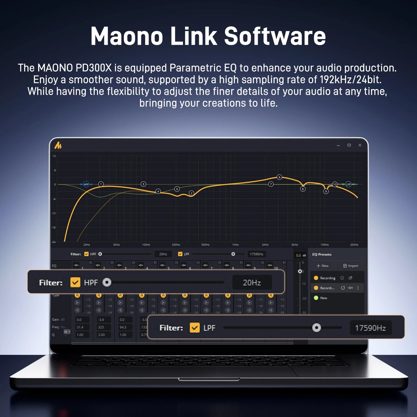 Maono PD300X – XLR/USB Dynamic Podcast Microphone | 192 kHz / 24‑bit Studio‑Grade Recording Mic with Noise Reduction for Content Creators & Home Studios