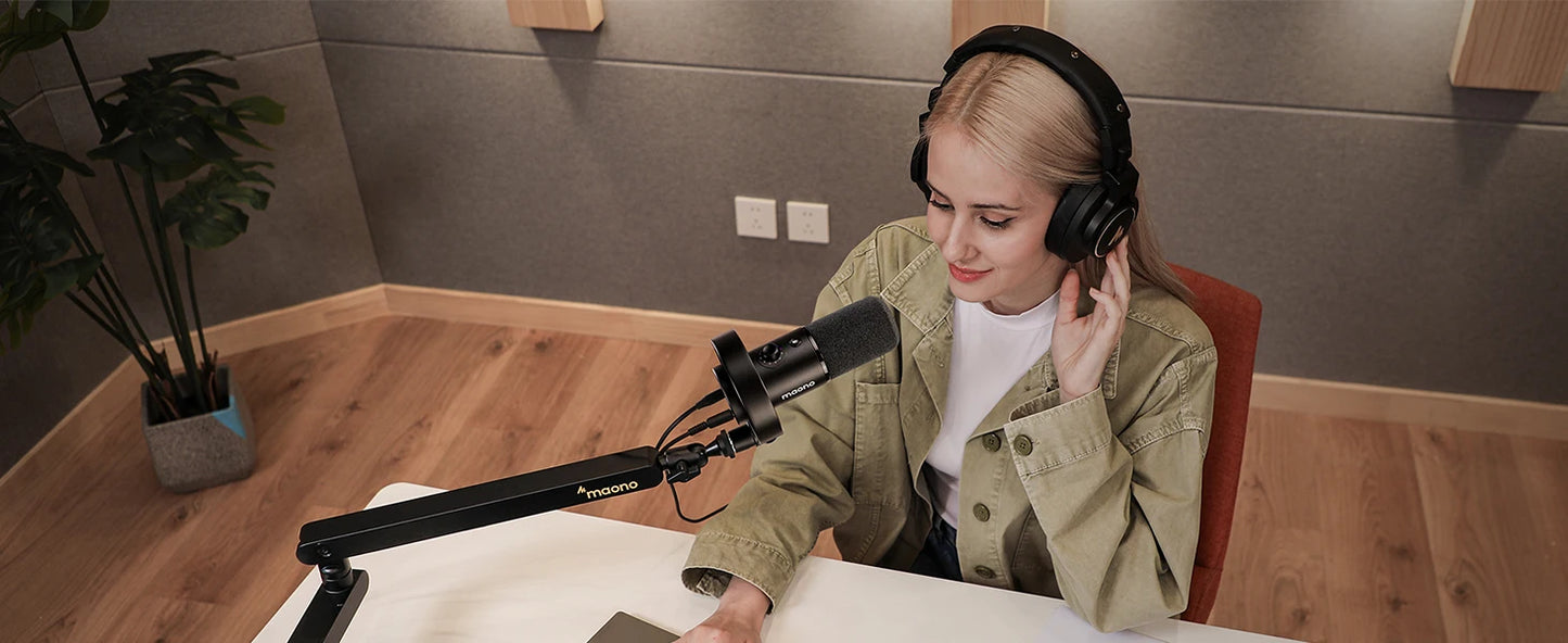 Maono PD300X – XLR/USB Dynamic Podcast Microphone | 192 kHz / 24‑bit Studio‑Grade Recording Mic with Noise Reduction for Content Creators & Home Studios