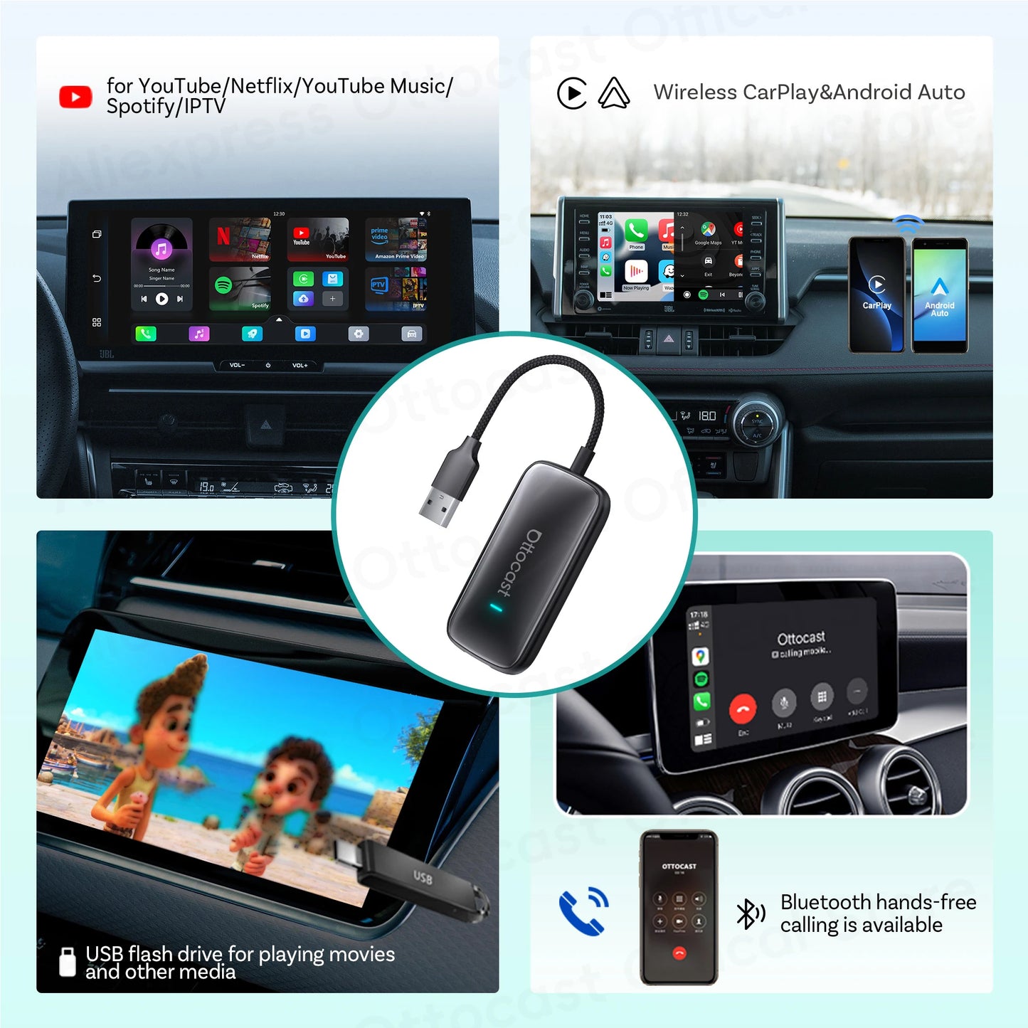 OTTOCAST Play2Video Ultra Wireless CarPlay Video Adapter