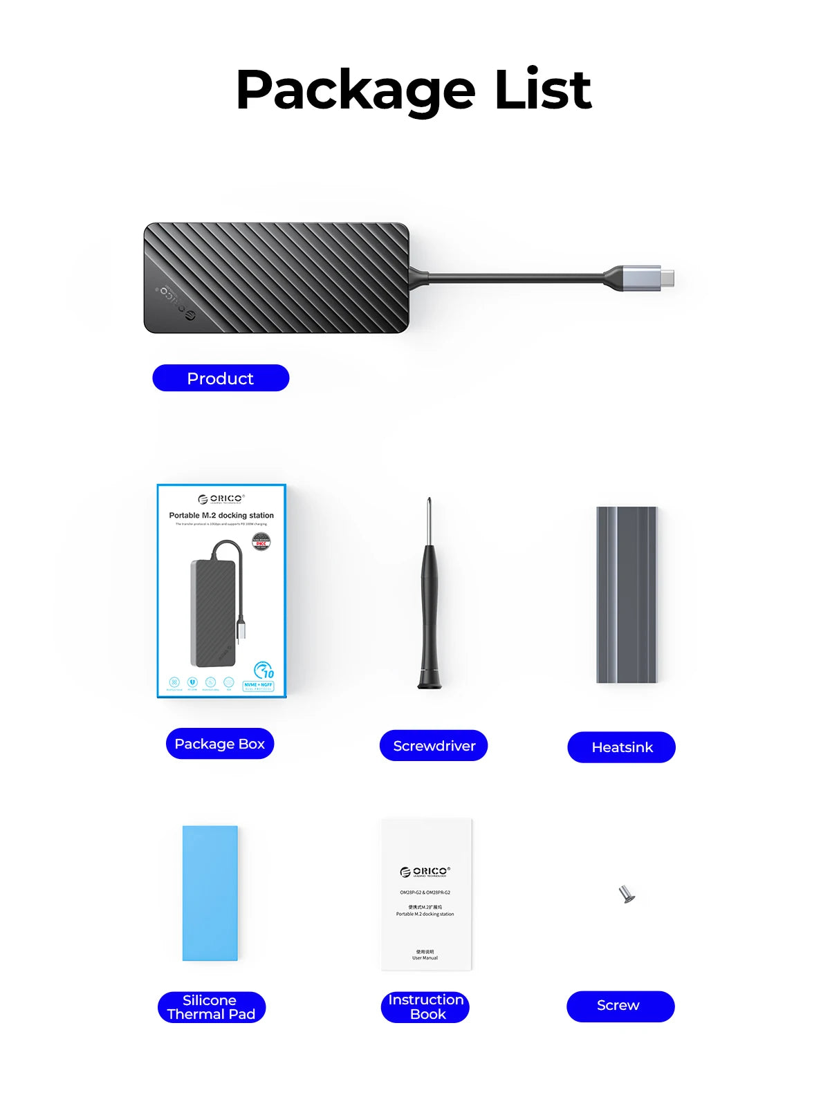 RICO USB‑C Hub Docking Station with M.2 NVMe/SATA SSD Enclosure