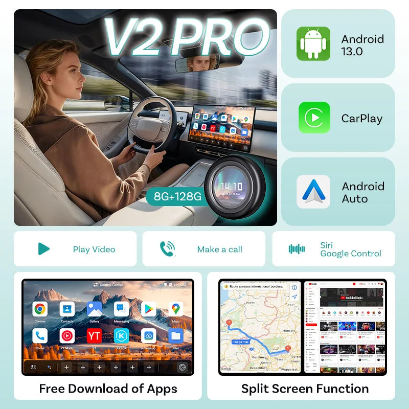 OTTOCAST Express V2 PRO Wireless CarPlay Android AI Box