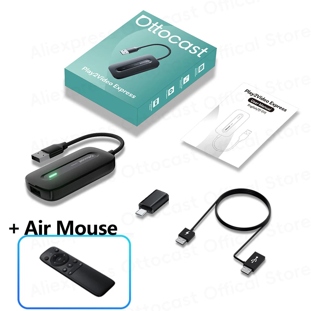 OTTOCAST Play2Video Pro Wireless CarPlay & Video AI Box