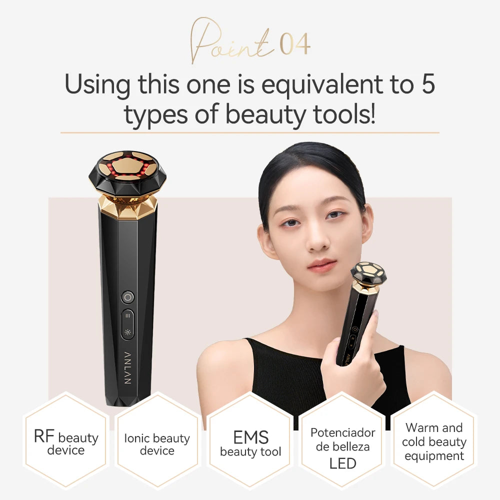 ANLAN RF Skincare Pro | 18K Gold, Hot/Cold, EMS Lifting Facial Device