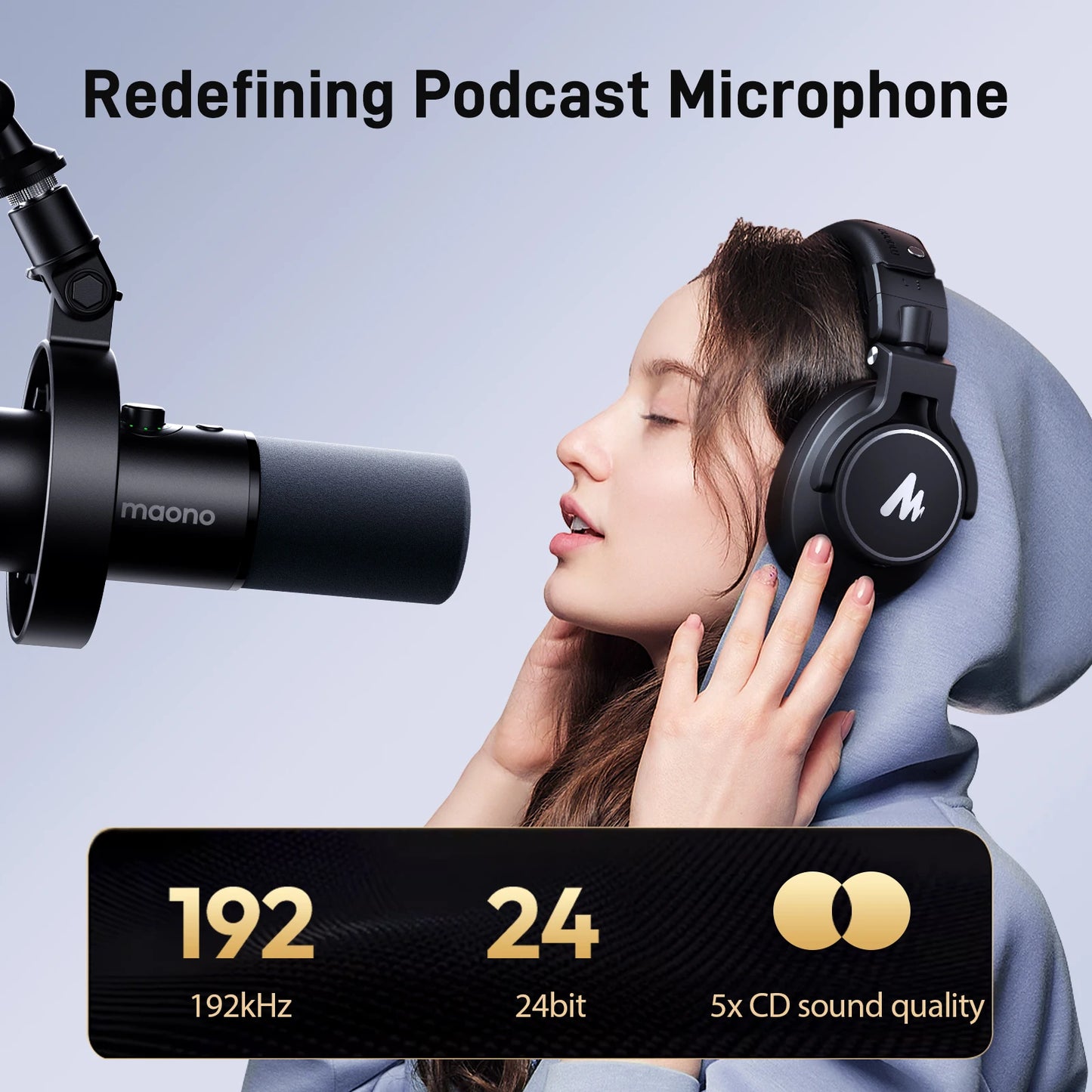 Maono PD300X – XLR/USB Dynamic Podcast Microphone | 192 kHz / 24‑bit Studio‑Grade Recording Mic with Noise Reduction for Content Creators & Home Studios