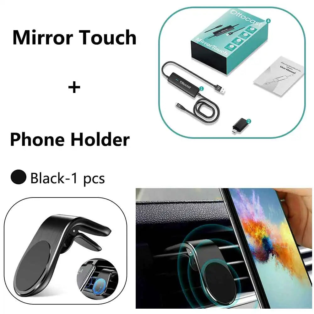 OTTOCAST Mirror Touch Bi‑Mirroring & Wireless CarPlay Adapter