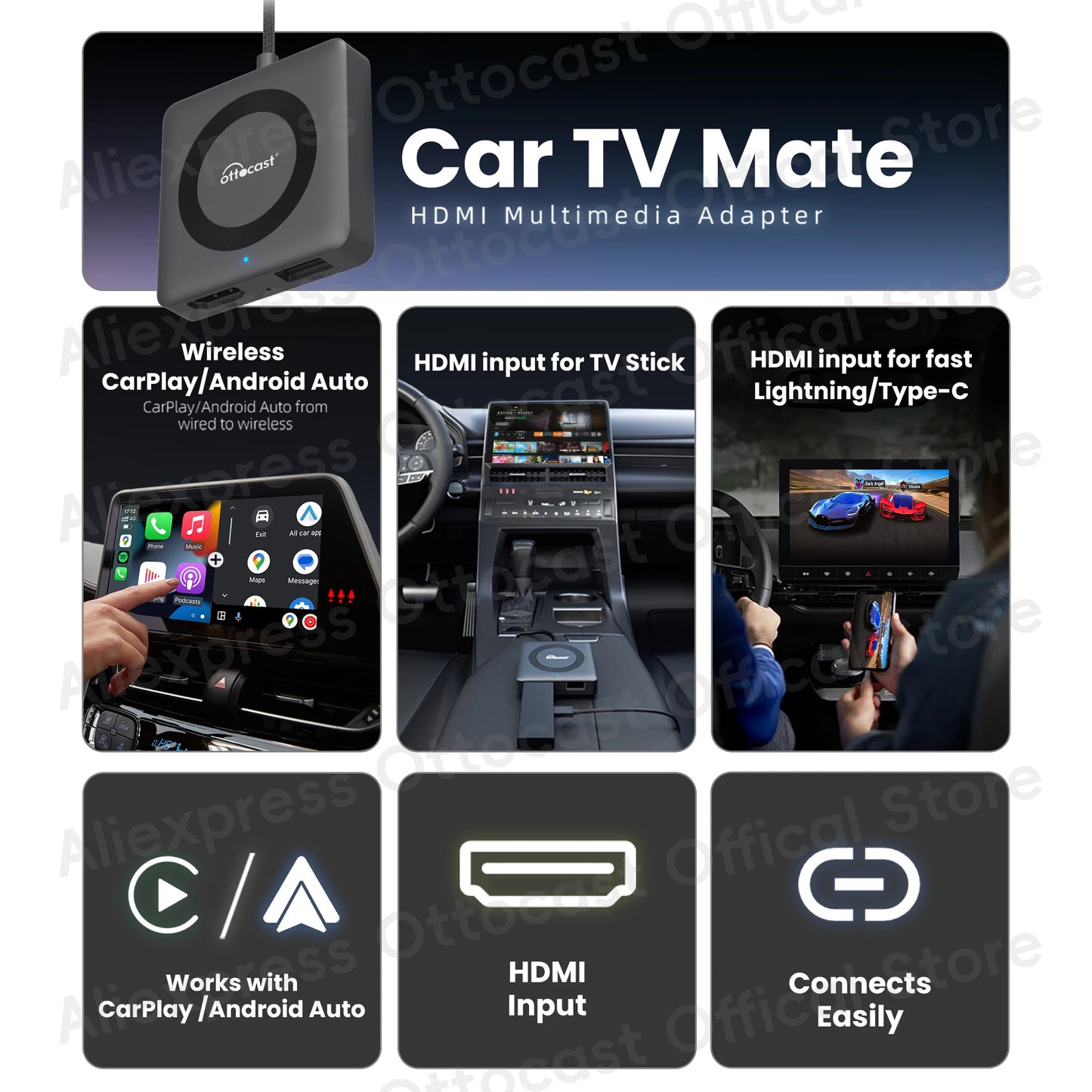 OTTOCAST Car TV Mate Pro C4 Wireless CarPlay HDMI Adapter