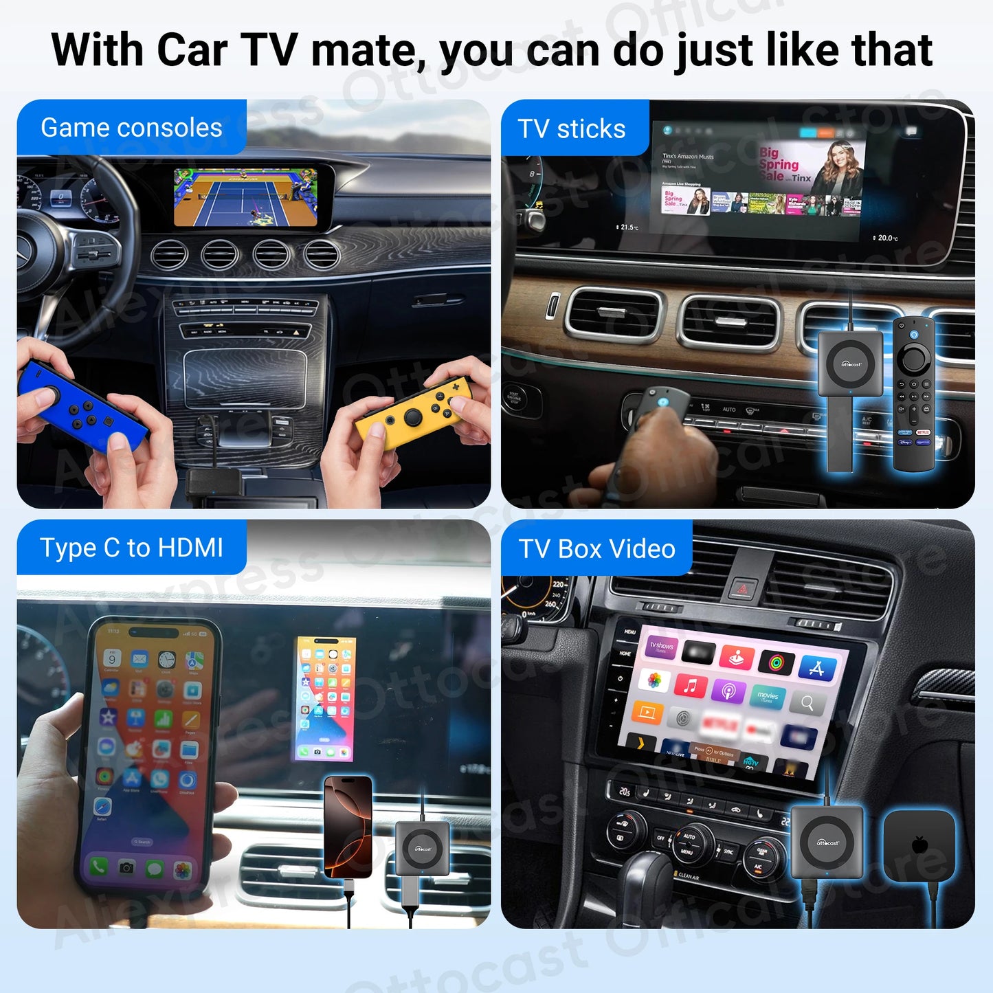 OTTOCAST Express Wireless CarPlay Adapter with HDMI Converter